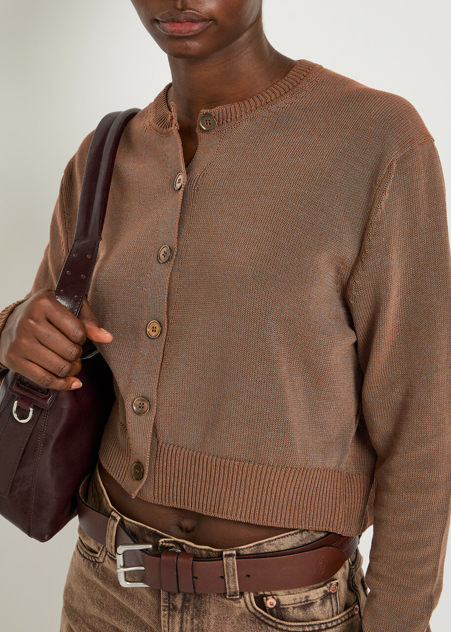 Our Legacy Micro Cotton-blend Cardigan Brown
