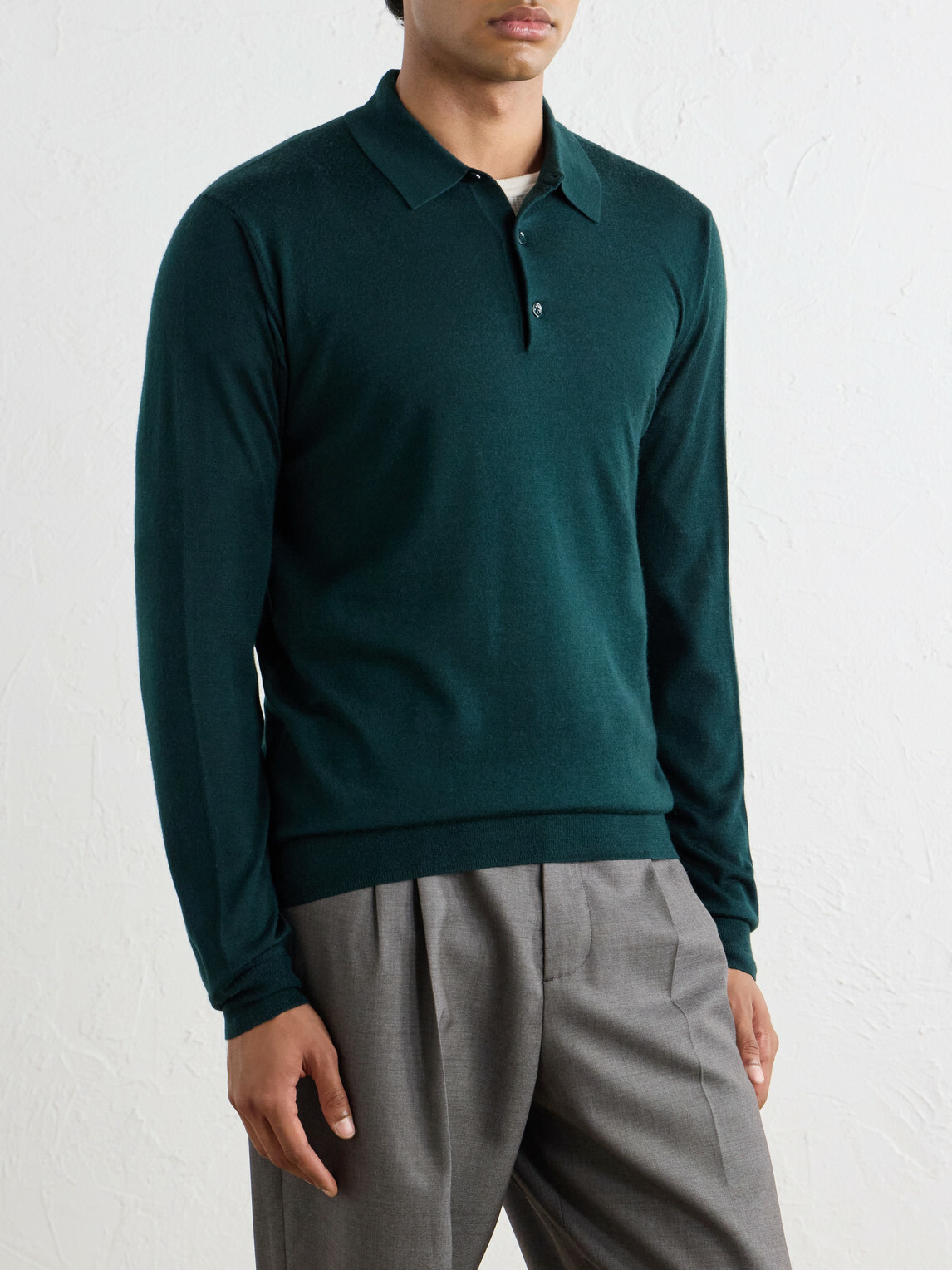 Altea - Wool, Silk and Cashmere-Blend Polo Sweater - Green