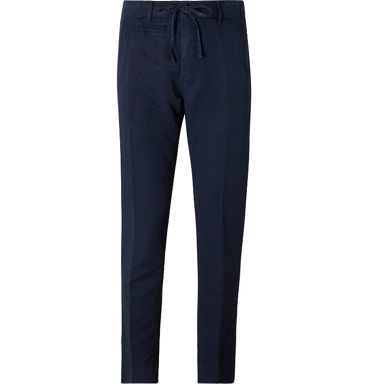 Photo: MAN 1924 - Tomi Tapered Linen and Cotton-Blend Drawstring Trousers - Blue