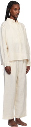 Deiji Studios Off-White Tie Split Pyjama Set