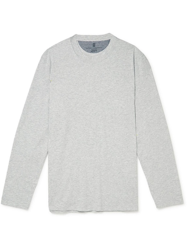 Photo: Brunello Cucinelli - Slim-Fit Cotton-Jersey T-Shirt - Gray