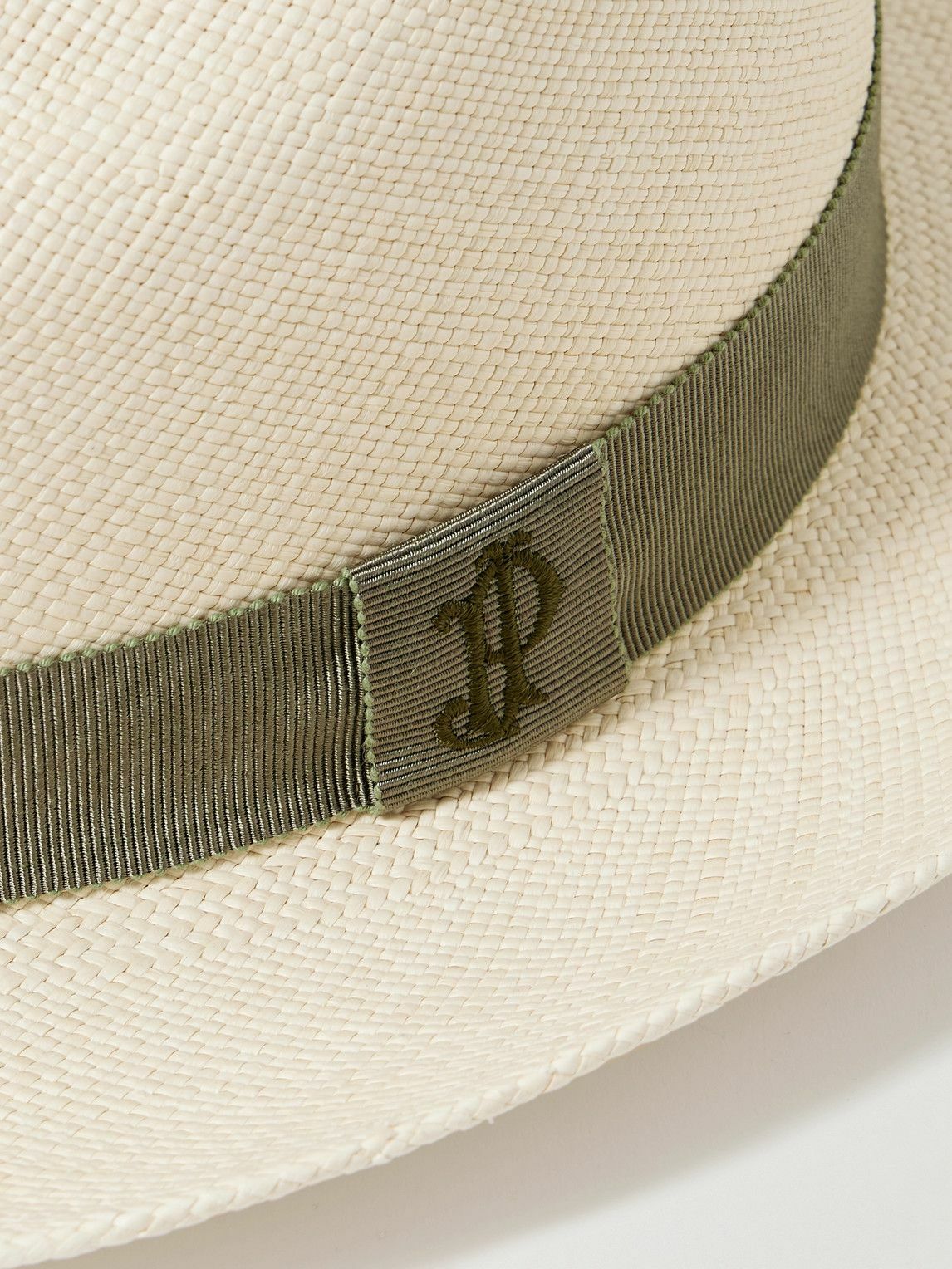 Purdey - Logo-Embroidered Grosgrain-Trimmed Straw Panama Hat - Neutrals