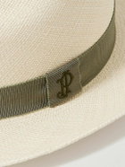 Purdey - Logo-Embroidered Grosgrain-Trimmed Straw Panama Hat - Neutrals