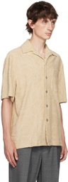Versace Beige Barocco Jacquard Towel Shirt