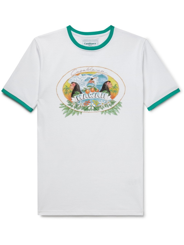 Photo: CASABLANCA - Slim-Fit Printed Organic Cotton-Jersey T-Shirt - White - M