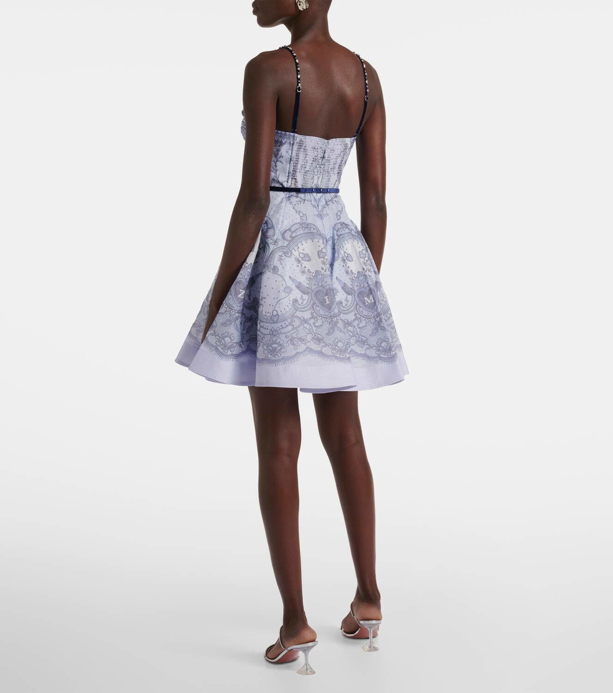 Zimmermannクラッシュツイストフローラルリネンシルクミニドレス Zimmermann Crush Twist Front bow-detail lace minidress
