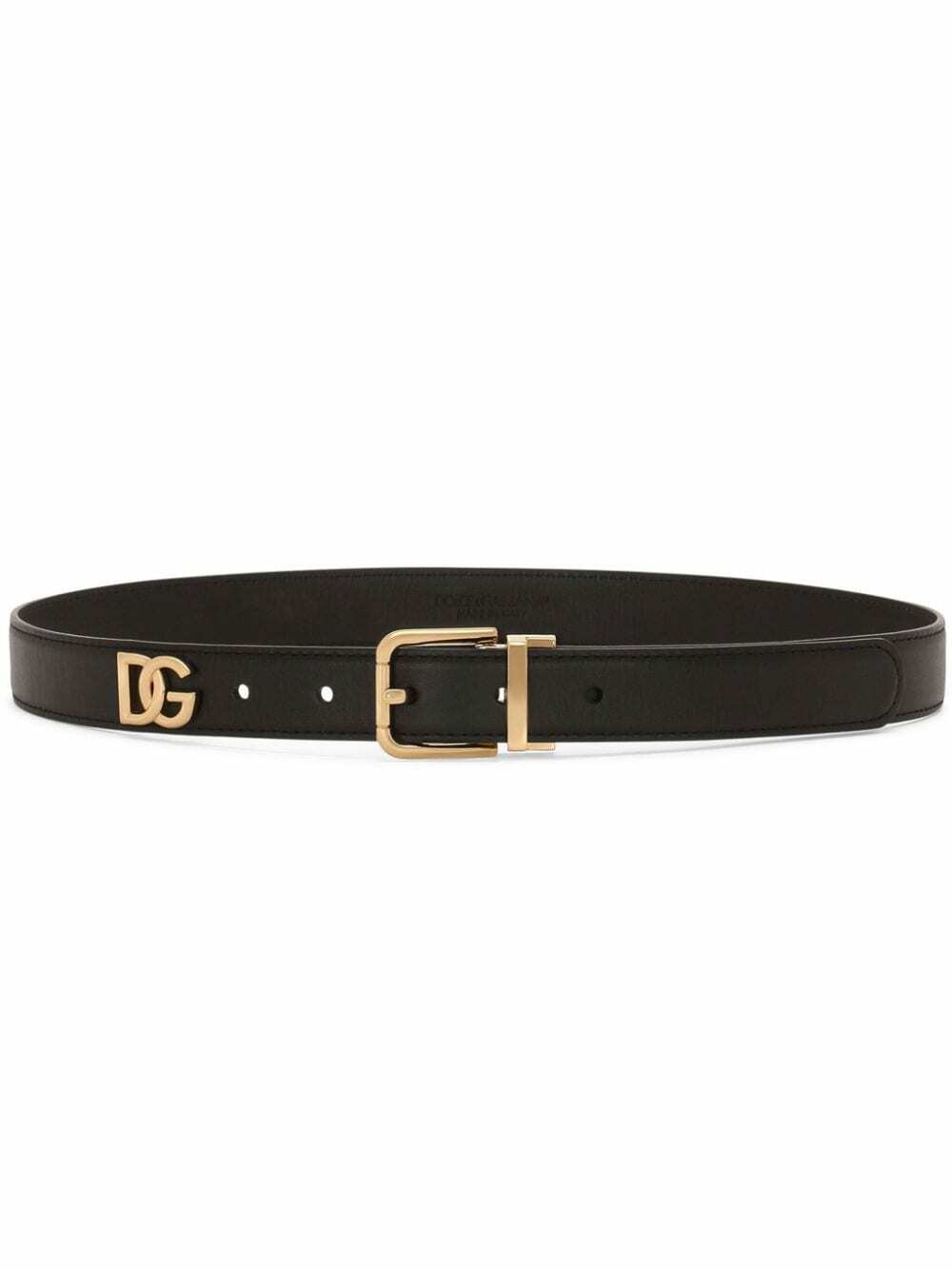 Dolce & Gabbana Green Perforated Leather Brass Metal Belt main image 0