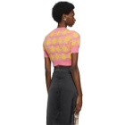 Ashley Williams Pink and Yellow Leaves Cropped Sweater