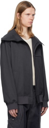 JiyongKim Gray Hooded Zip-Up Jacket