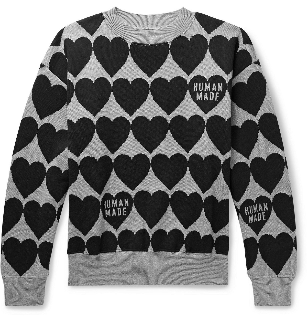 Human Made - Logo-Jacquard Cotton Sweater - Gray Human Made