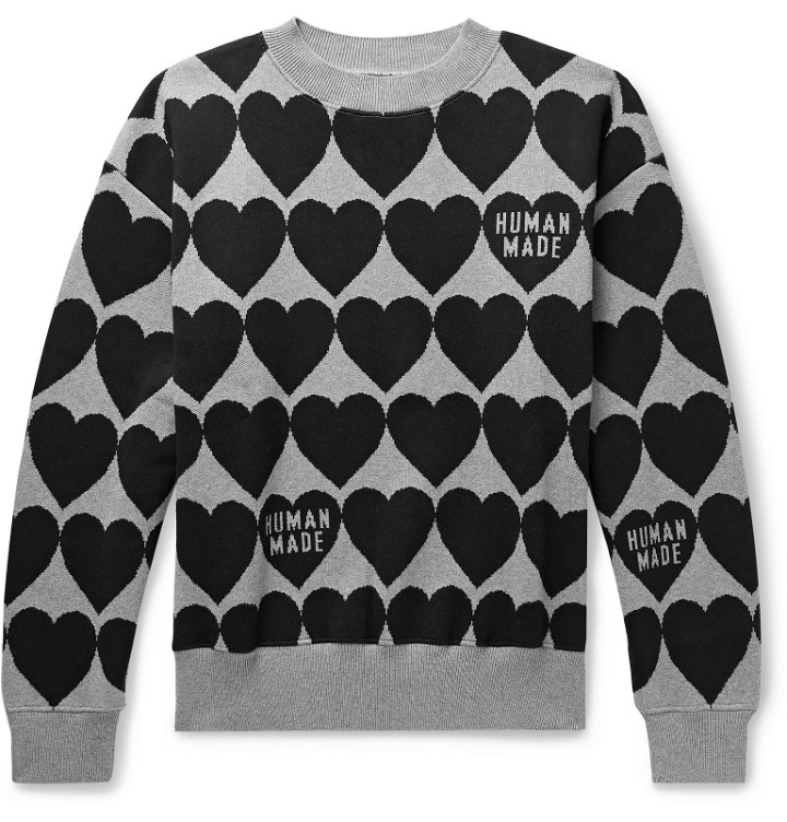 Photo: Human Made - Logo-Jacquard Cotton Sweater - Gray