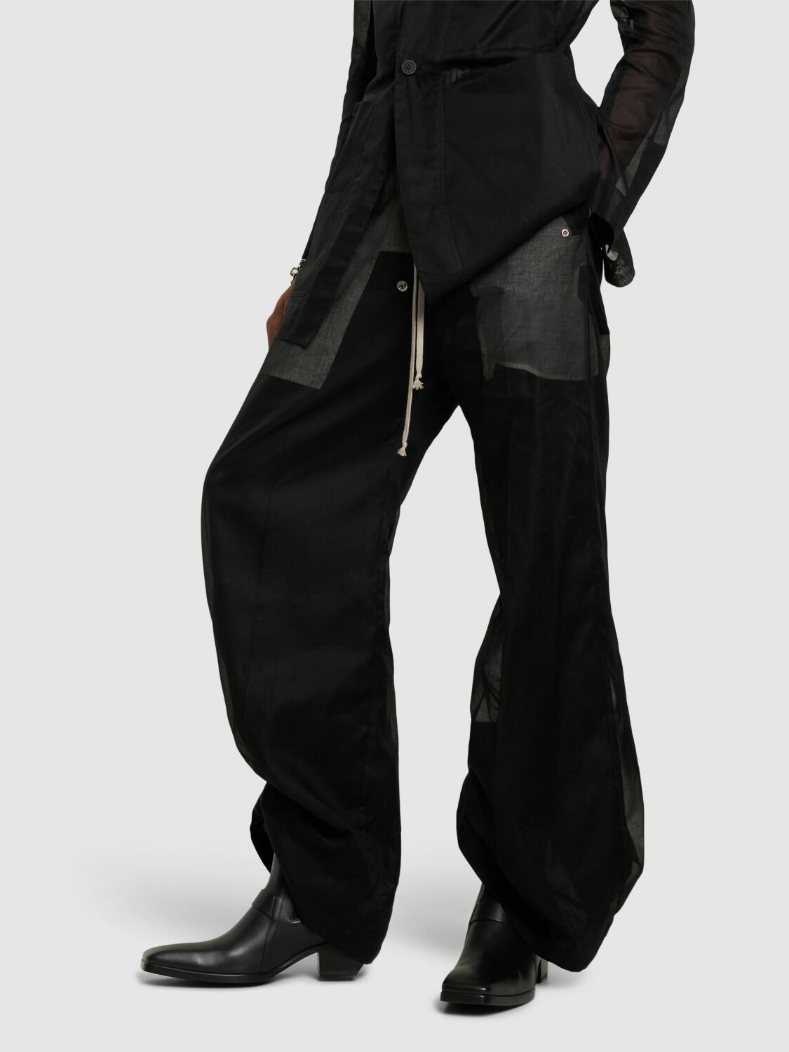 RICK OWENS - Heeled Sliver Leather Ankle Boots Rick Owens