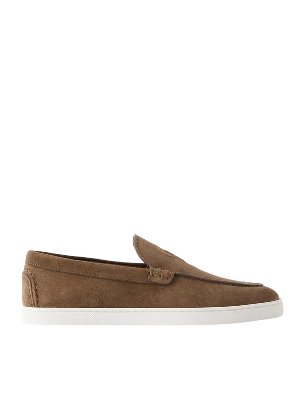 Photo: Christian Louboutin - NeoCL Logo-Embossed Suede Boat Shoes - Brown