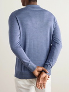 Caruso - Wool, Silk and Cashmere-Blend Polo Shirt - Blue