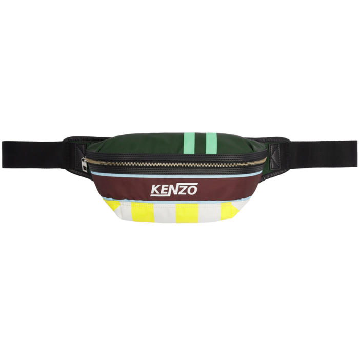 Kenzo Burgundy and Green Multi Stripe Fanny Pack Kenzo