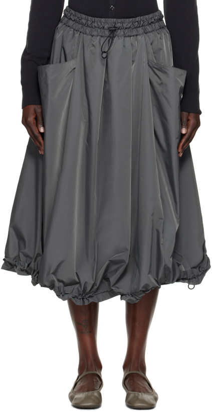 Photo: YOHJI YAMAMOTO Gray PE Twill R-Volume Midi Skirt