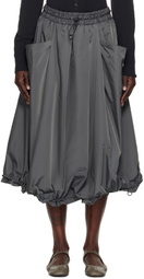 YOHJI YAMAMOTO Gray PE Twill R-Volume Midi Skirt