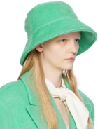 MSGM Green Shag Knit Bucket Hat