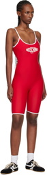 Moschino Red Printed Lycra One-Piece Swimsuit