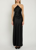 Staud Cadence Faux Pearl-embellished Satin Maxi Dress Black