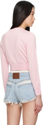 alexanderwang.t Pink Cropped Athletic Mesh Cardigan