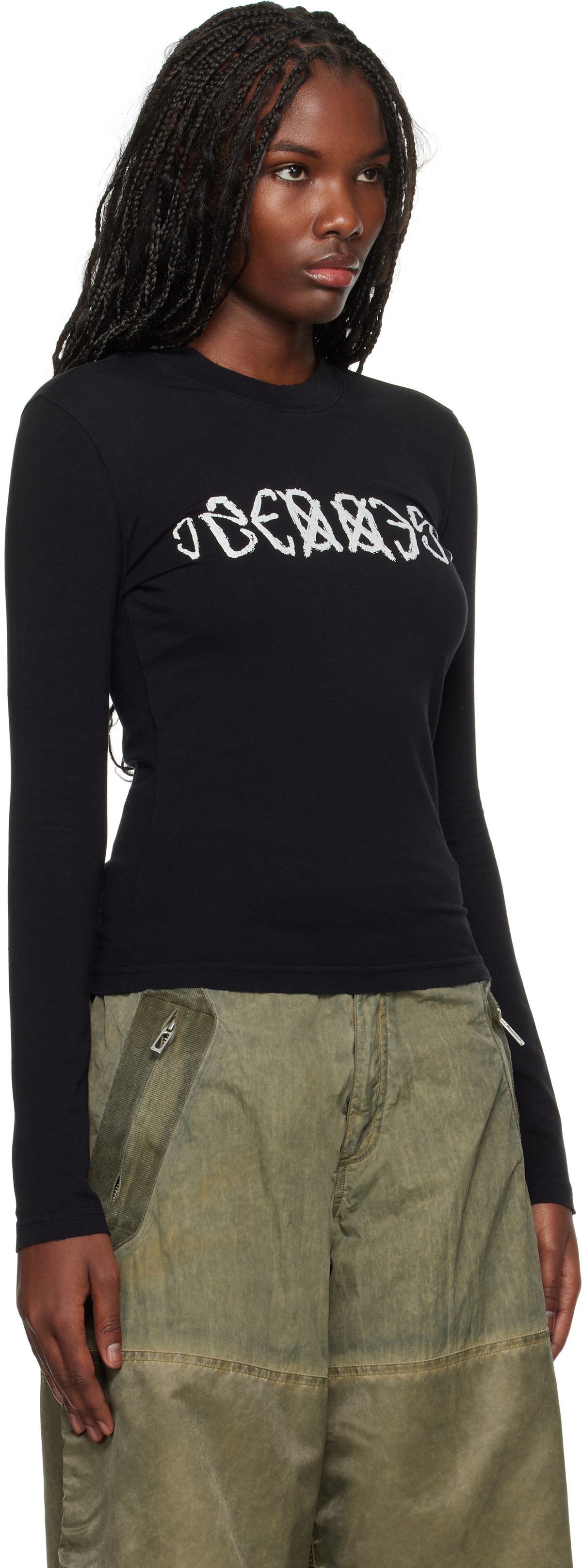032c Black SOS Fitted Longsleeve T-shirt