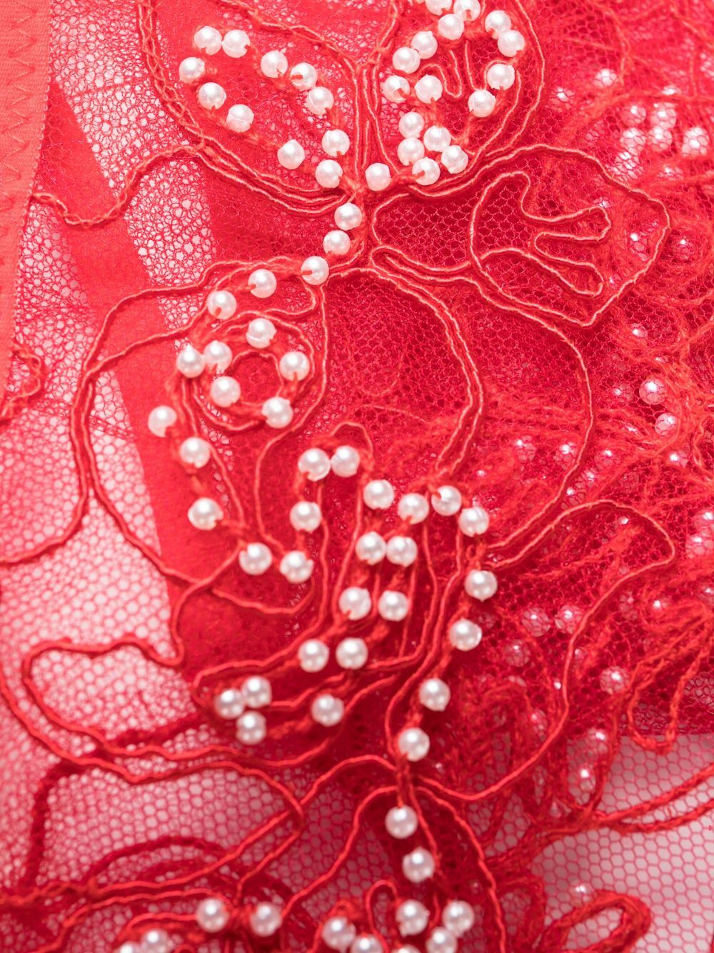 Agent Provocateur Red Lindie Floral-Embroidered Briefs Agent Provocateur