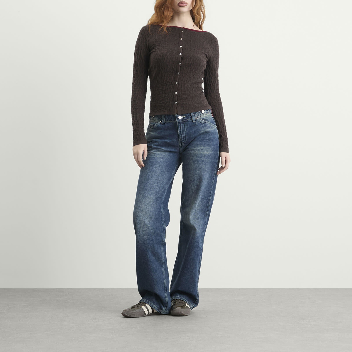 Peachy Den Women's Goldie Wide Leg Jeans in Dark Fade