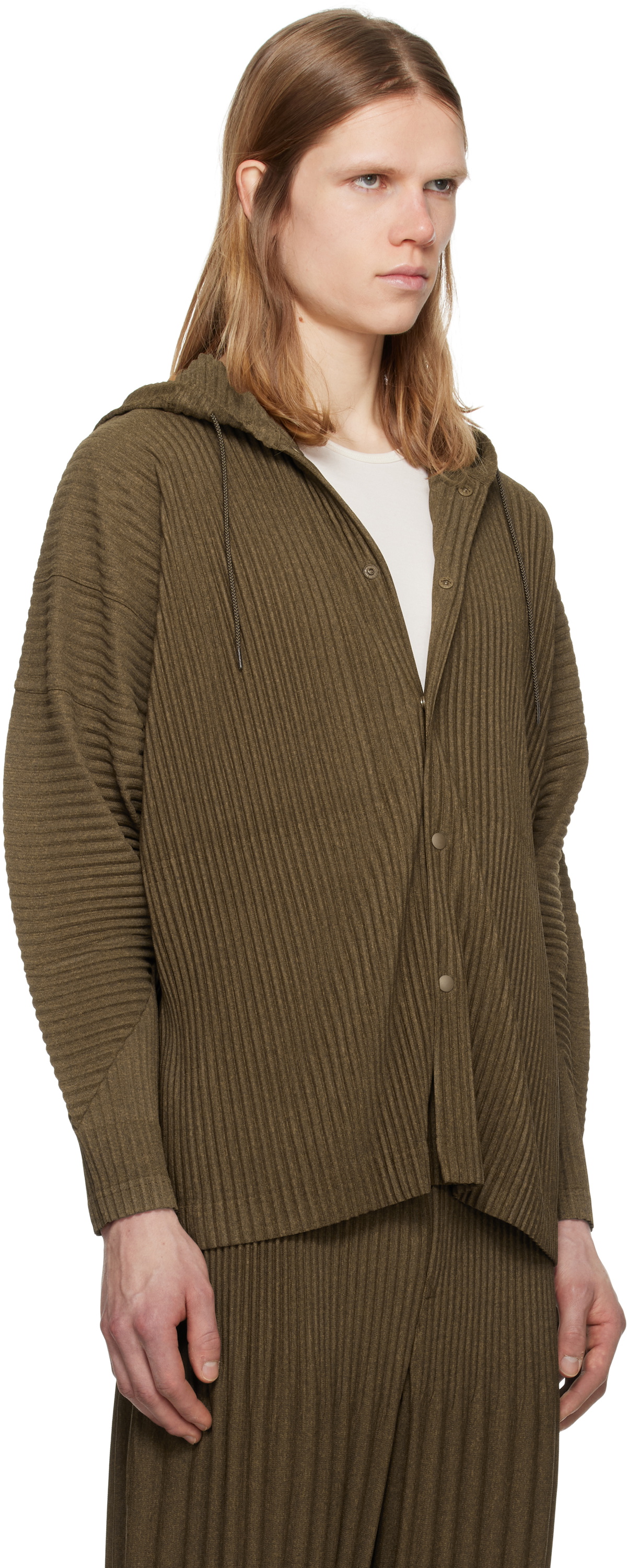HOMME PLISSÉ ISSEY MIYAKE Brown Heather Pleats Hoodie