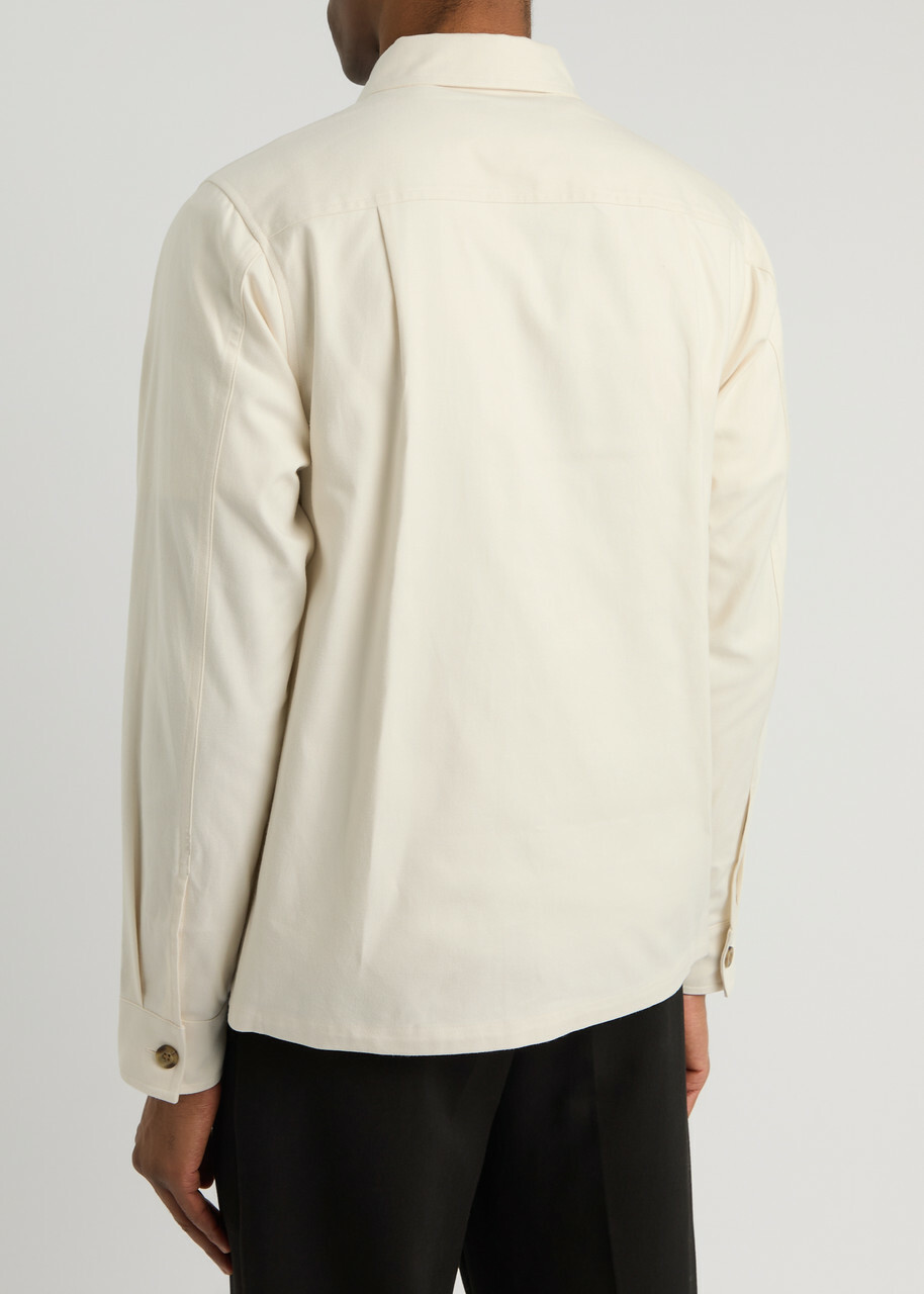 Fred Perry Logo-embroidered Cotton-twill Overshirt Cream Fred Perry