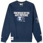 Men's AAPE College Devil Crew Sweat in Navy