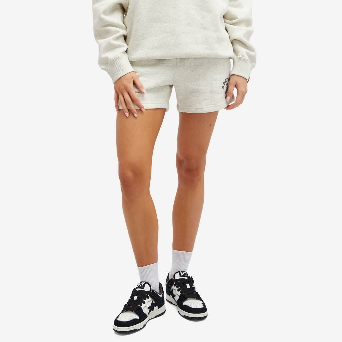 A Bathing Ape Women's College Sweat Shorts in Gray