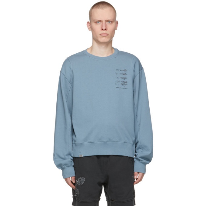 Photo: C2H4 Blue My Own Private Planet Distressed Paneled Sweatshirt