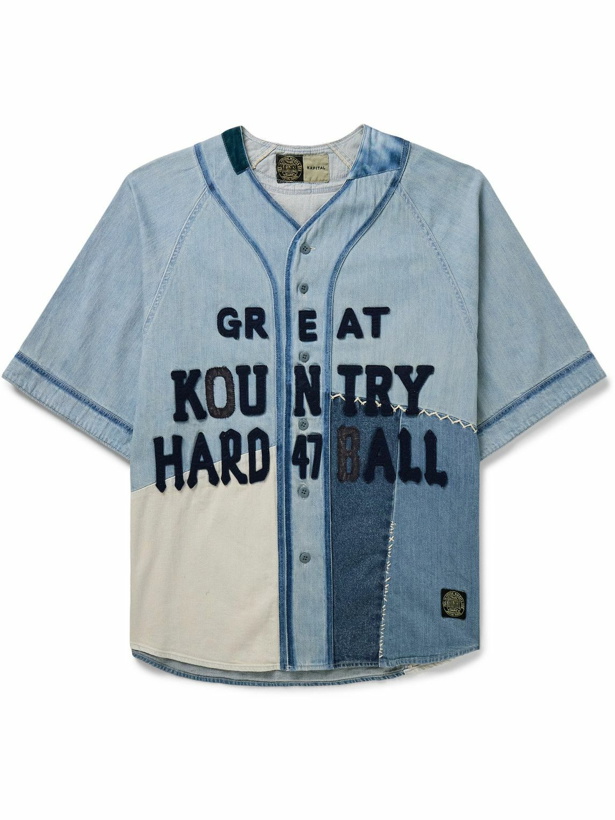 Photo: KAPITAL - Appliquéd Embroidered Patchwork Denim Shirt - Blue