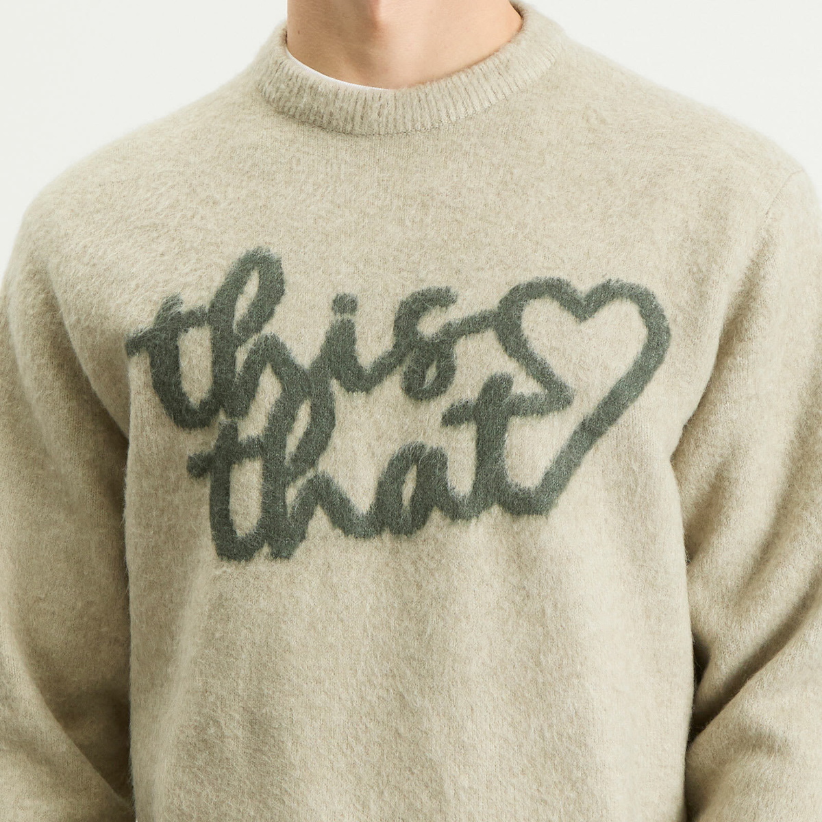 thisisneverthat Men's Heart Logo Knit Jumper in Sand
