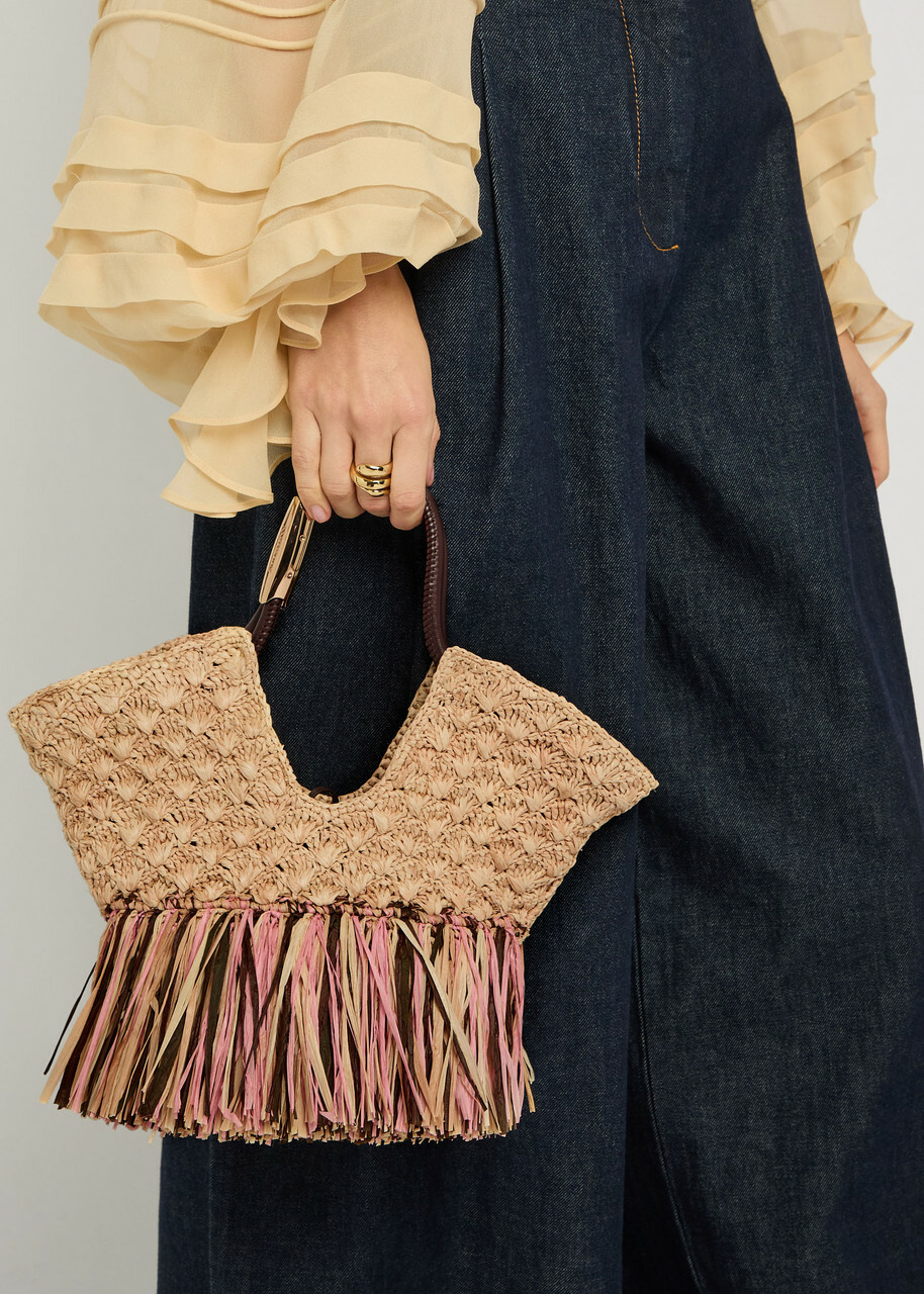 Zimmermann Goldentime Small Fringed Raffia Tote bag - Natural - One Size