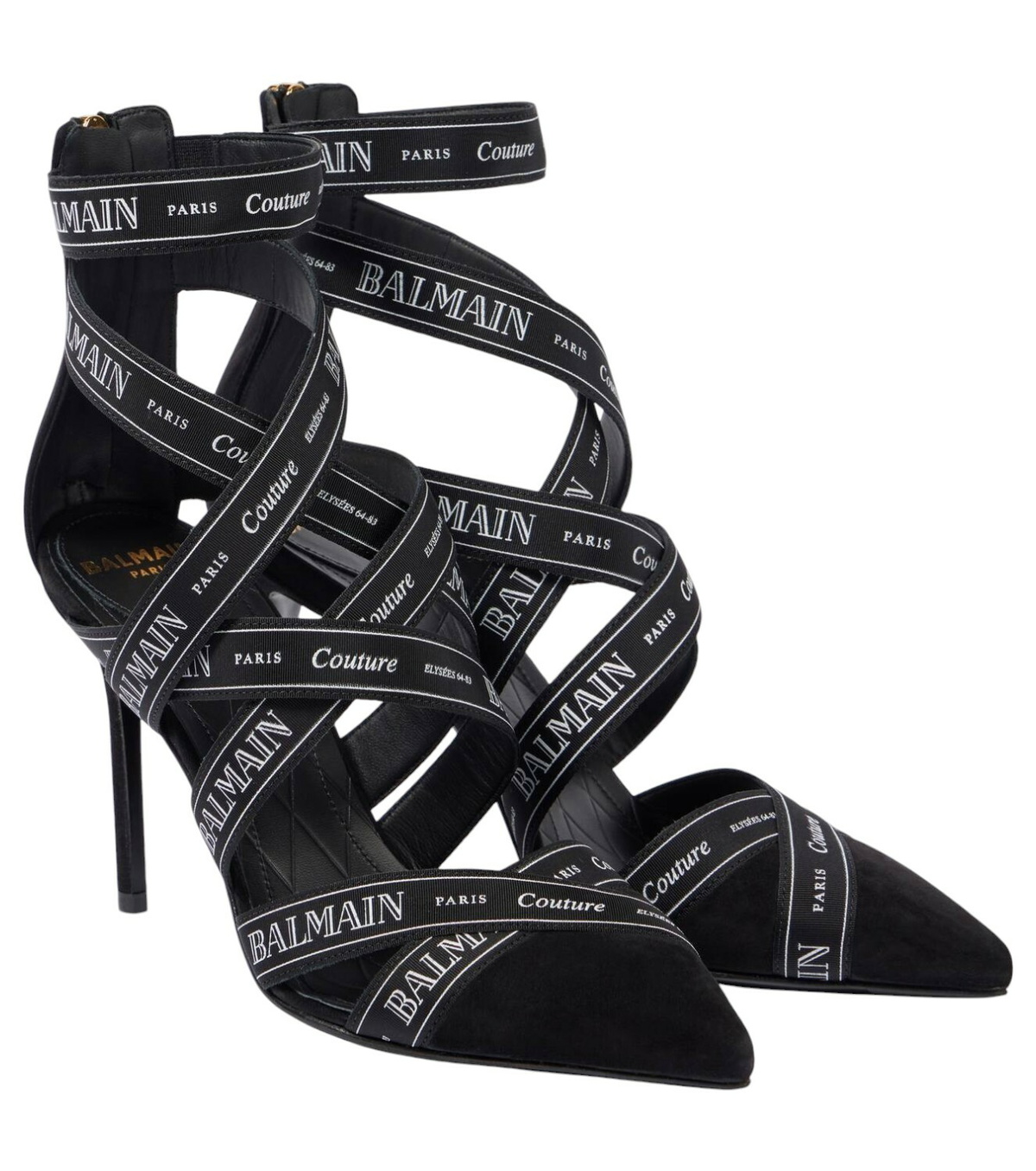 BALMAIN 25S B STRAP HIGH HEEL SANDALS 95MM IN GOLD CALFSKIN