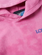 Lost Daze - Satin-Trimmed Logo-Embroidered Tie-Dyed Cotton-Jersey Hoodie - Pink