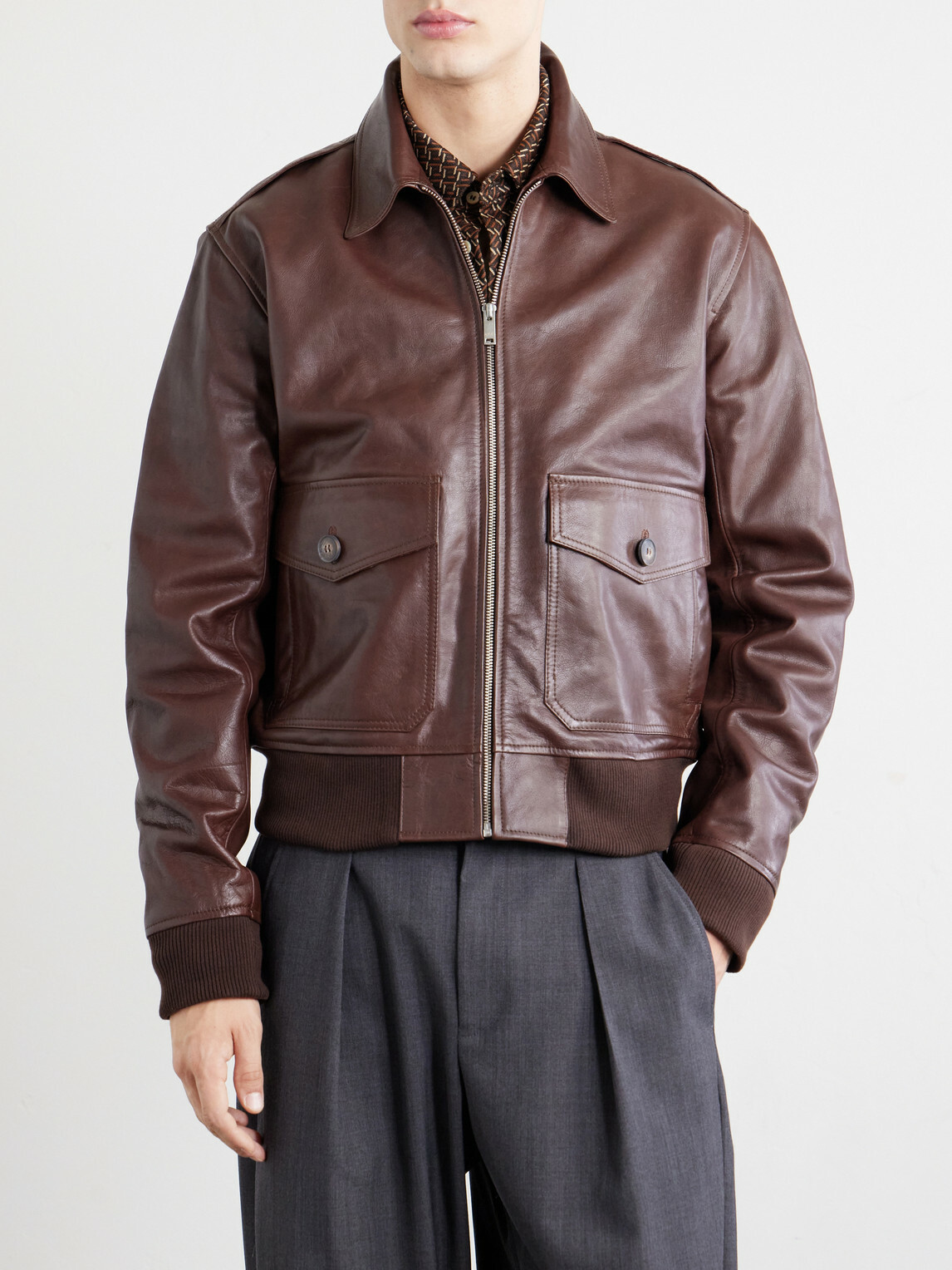 A.P.C. - Gael Leather Jacket - Brown