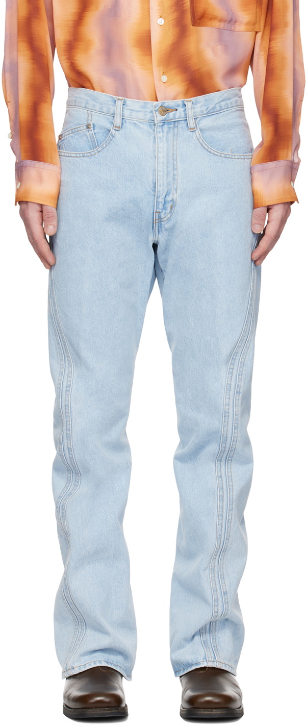 NVRFRGT Blue Twisted Jeans