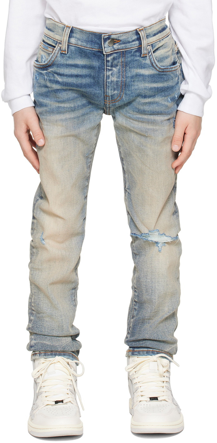 AMIRI Kids Blue Broken Jeans
