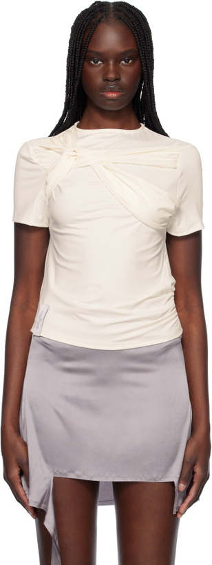 Photo: Rokh Off-White Twisted Knot Half Sleeve T-shirt