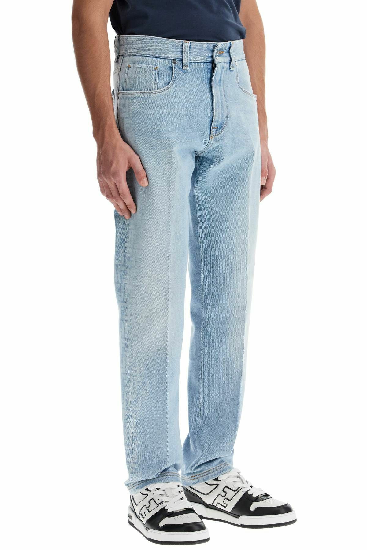 FENDI faded ff pattern jeans with Light blue Fendi