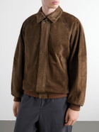 Graphpaper - Rib-Trimmed Suede Blouson Jacket - Brown