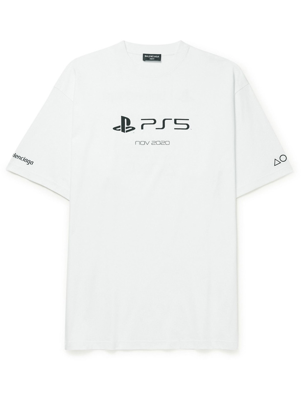 Photo: BALENCIAGA - PlayStation Printed Cotton-Jersey T-Shirt - White