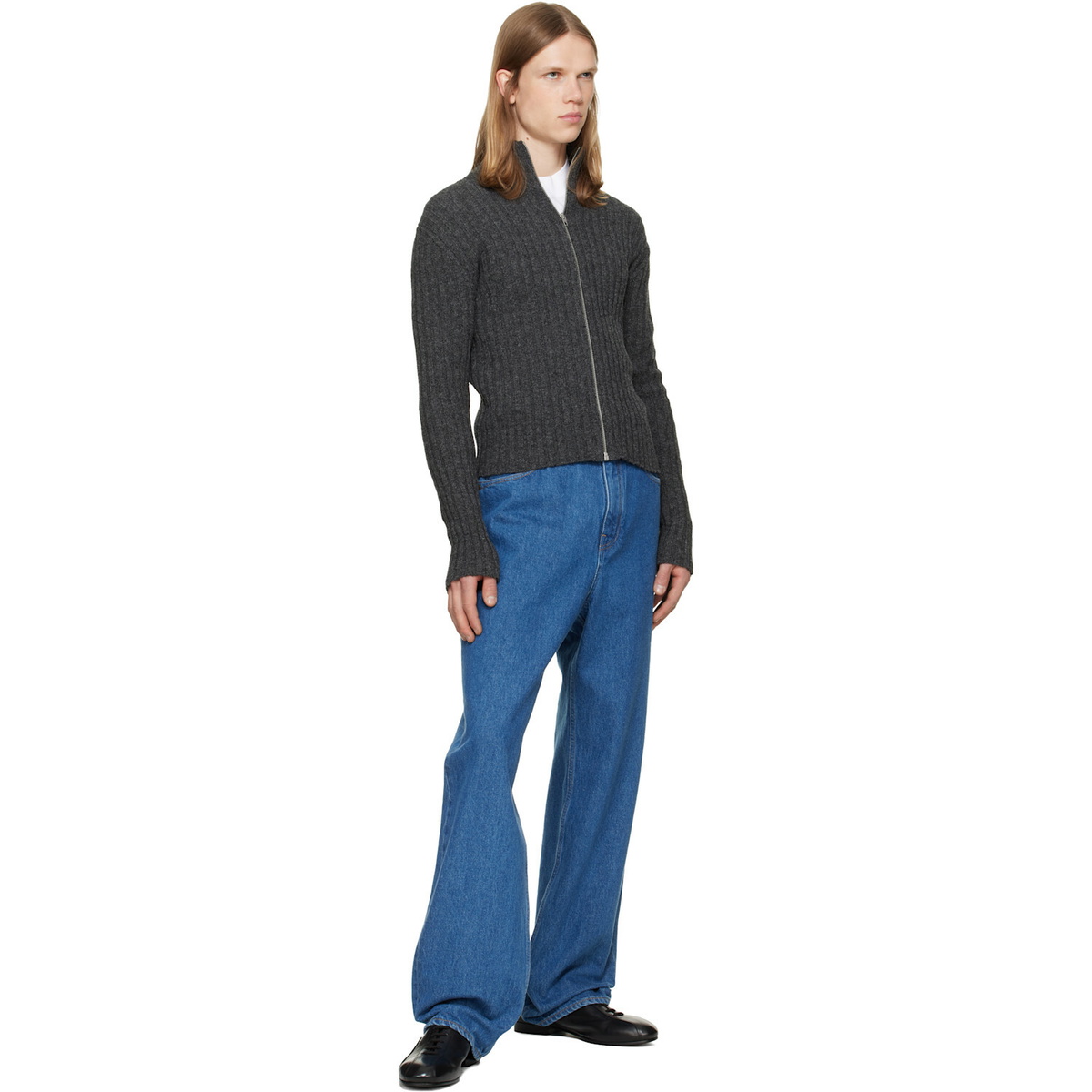 Jil Sander Gray Zip Up Cardigan