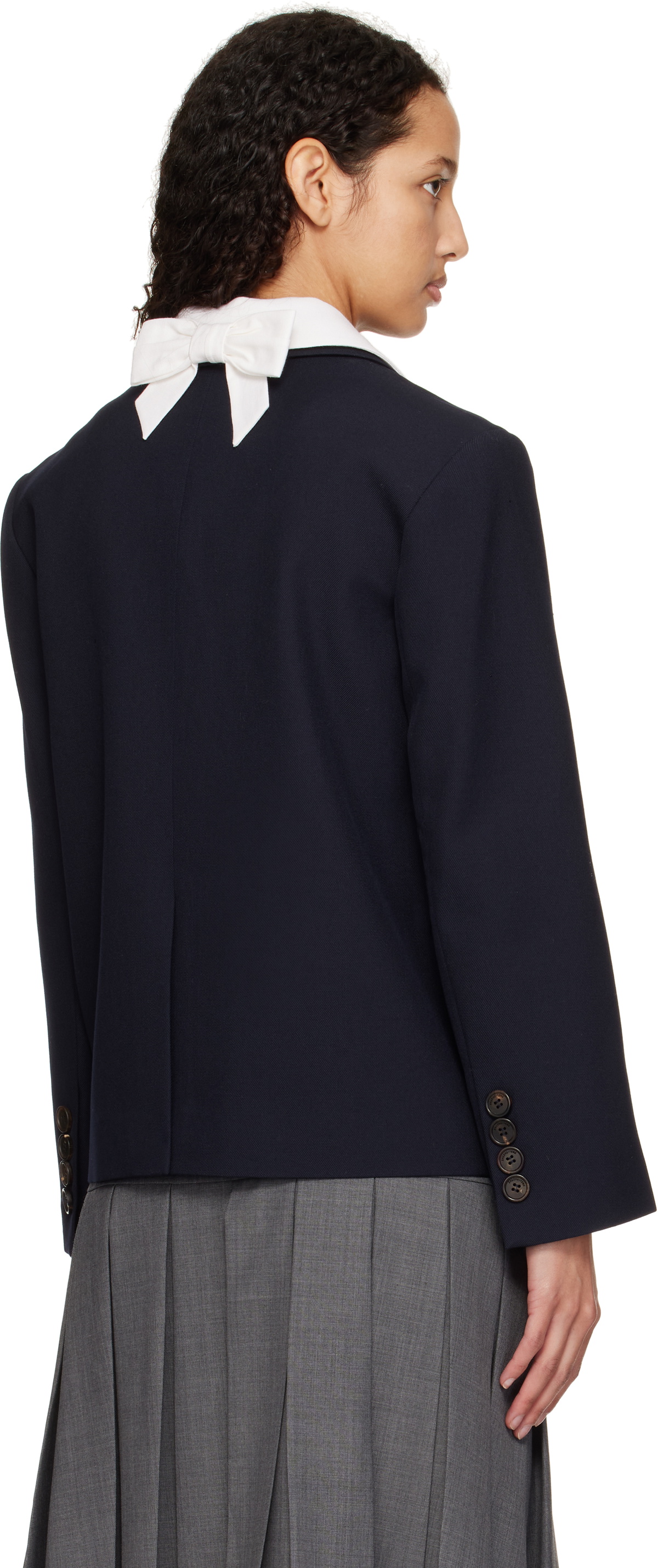 SHUSHU/TONG Navy Color Blocking Lapel Blazer