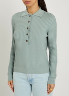Blaze Milano Alegria Cable-knit Silk-blend Polo top Blue