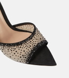 Gianvito Rossi Elle 85 embellished mesh mules