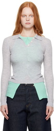 Guest in Residence Gray LS Shrunken Polo